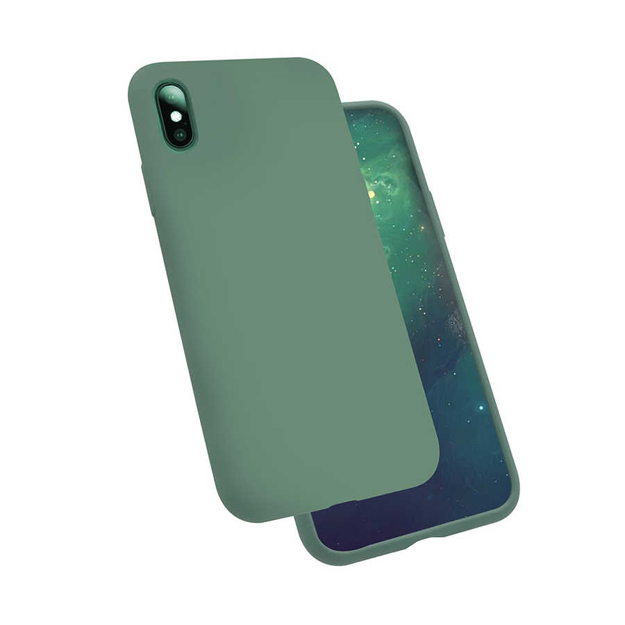 iPhone%20Uyumlu%20X%20Kılıf%20Zore%20Silk%20Silikon-Koyu%20yeşil