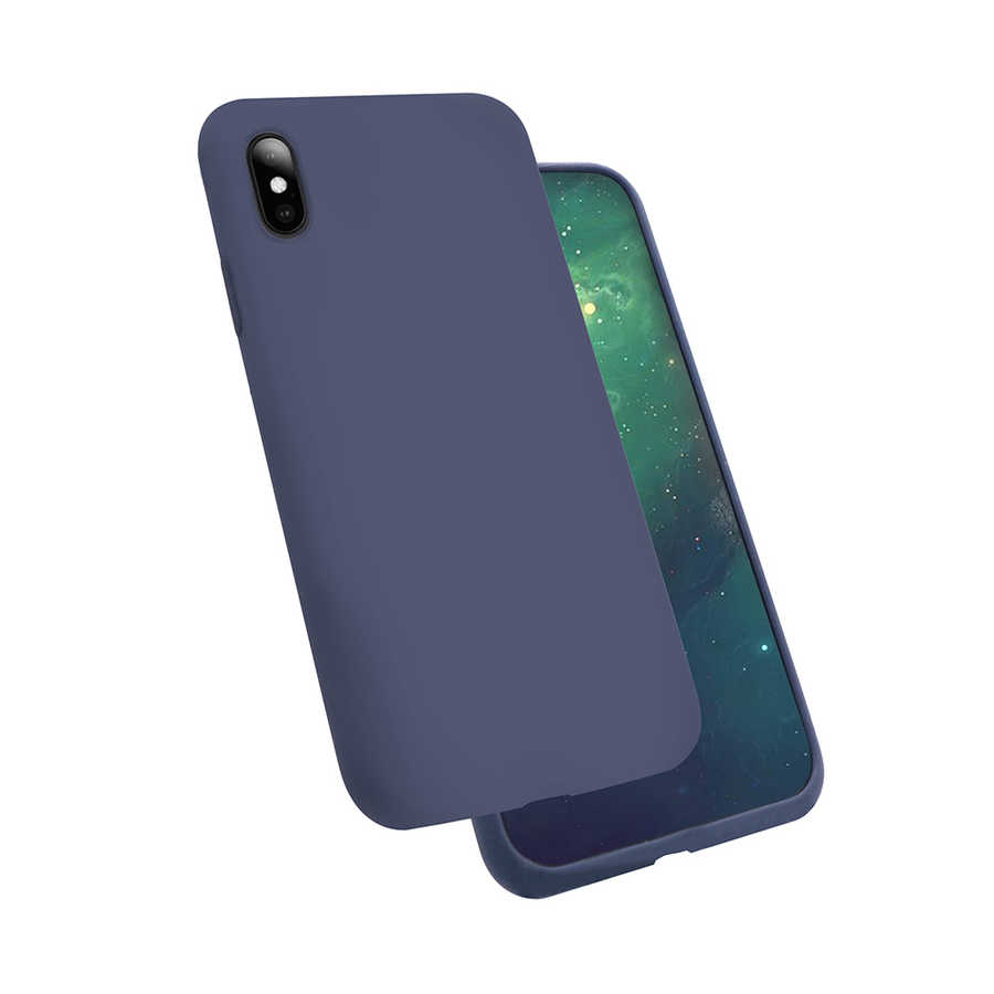 iPhone%20Uyumlu%20X%20Kılıf%20Zore%20Silk%20Silikon-Lacivert