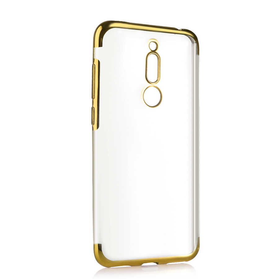 Meizu%20M6T%20Kılıf%20Zore%20Dört%20Köşeli%20Lazer%20Silikon%20Kapak-Gold