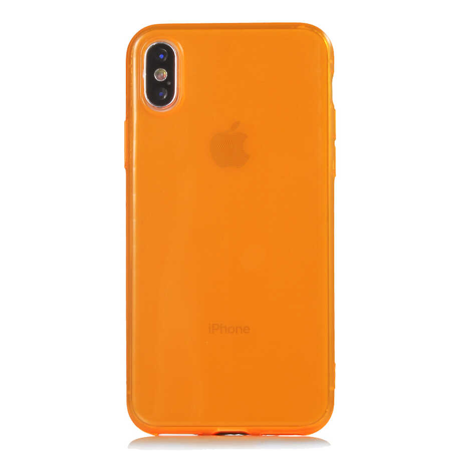 iPhone%20Uyumlu%20X%20Kılıf%20Zore%20Mun%20Silikon-Turuncu