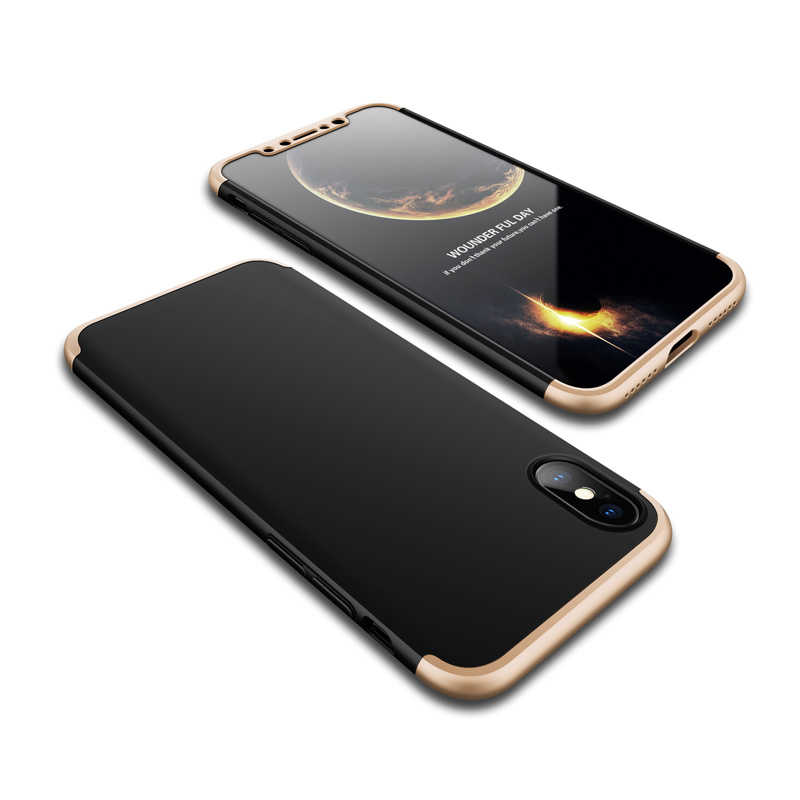 iPhone%20Uyumlu%20X%20Kılıf%20Zore%20Ays%20Kapak-Gold