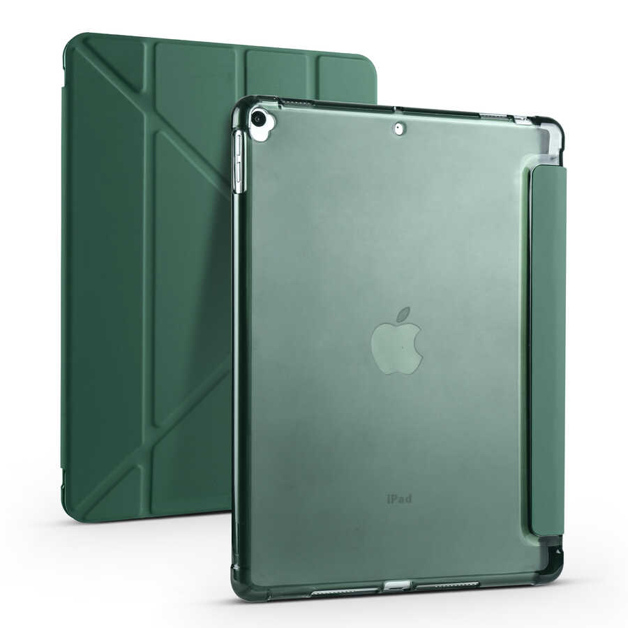 iPad%20Uyumlu%20Pro%2010.5%20(7.Nesil)%20Kılıf%20Zore%20Tri%20Folding%20Kalem%20Bölmeli%20Standlı%20Kılıf-Koyu%20yeşil