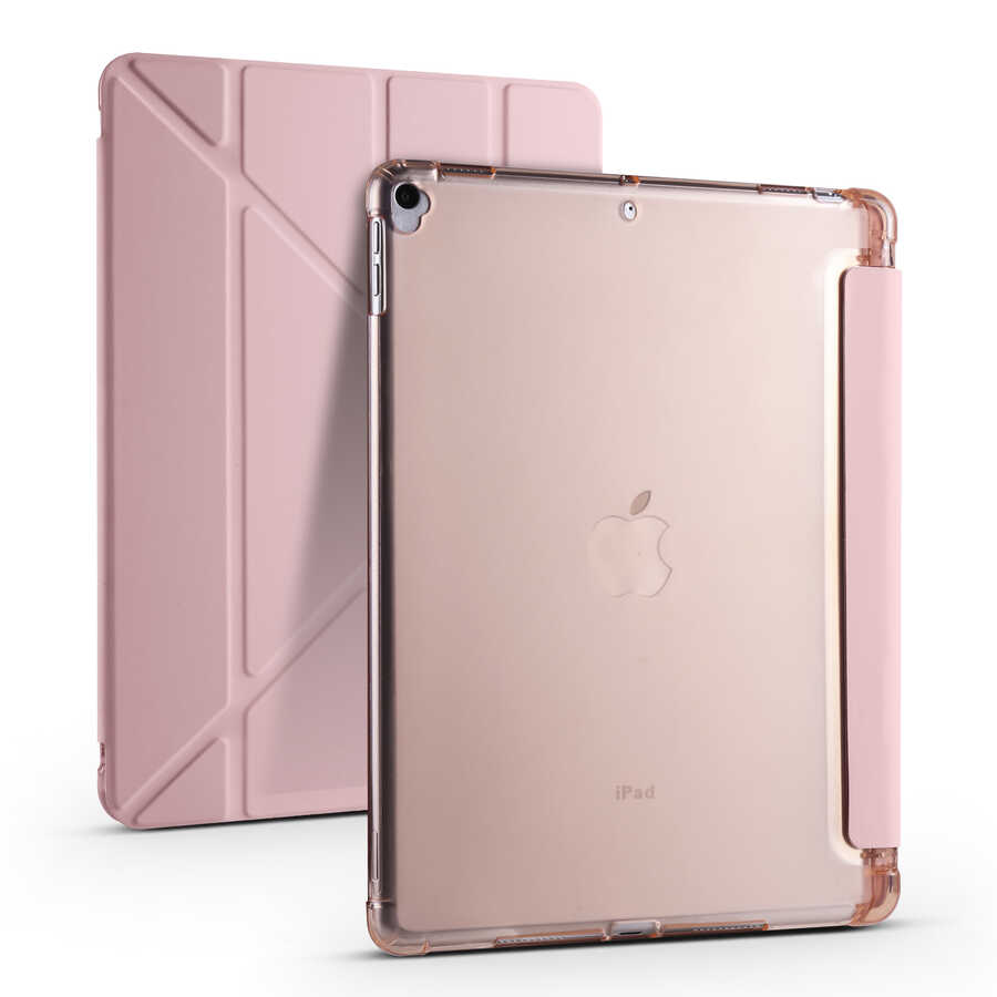 iPad%20Uyumlu%20Pro%2010.5%20(7.Nesil)%20Kılıf%20Zore%20Tri%20Folding%20Kalem%20Bölmeli%20Standlı%20Kılıf-Rose%20gold