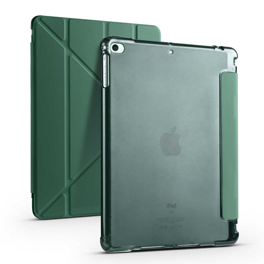 iPad%20Uyumlu%209.7%202017%20(5.Nesil)%20Kılıf%20Zore%20Tri%20Folding%20Kalem%20Bölmeli%20Standlı%20Kılıf-Koyu%20yeşil