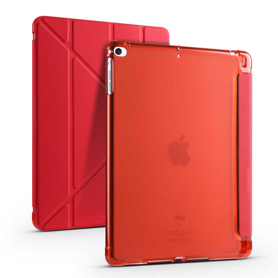 iPad%20Uyumlu%209.7%202018%20(6.Nesil)%20Kılıf%20Zore%20Tri%20Folding%20Kalem%20Bölmeli%20Standlı%20Kılıf-Kırmızı