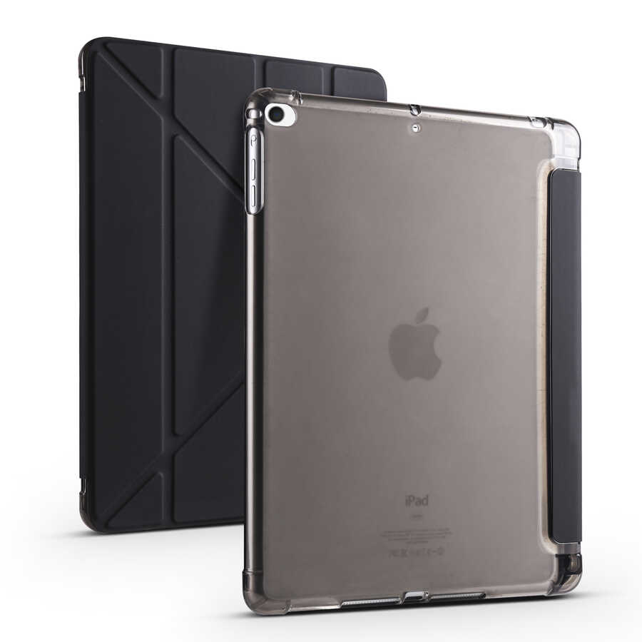 iPad%20Uyumlu%209.7%202018%20(6.Nesil)%20Kılıf%20Zore%20Tri%20Folding%20Kalem%20Bölmeli%20Standlı%20Kılıf-Siyah