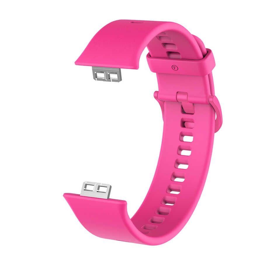 Huawei%20Uyumlu%20Watch%20Fit%20KRD-43%20Silikon%20Kordon-Pembe%20koyu