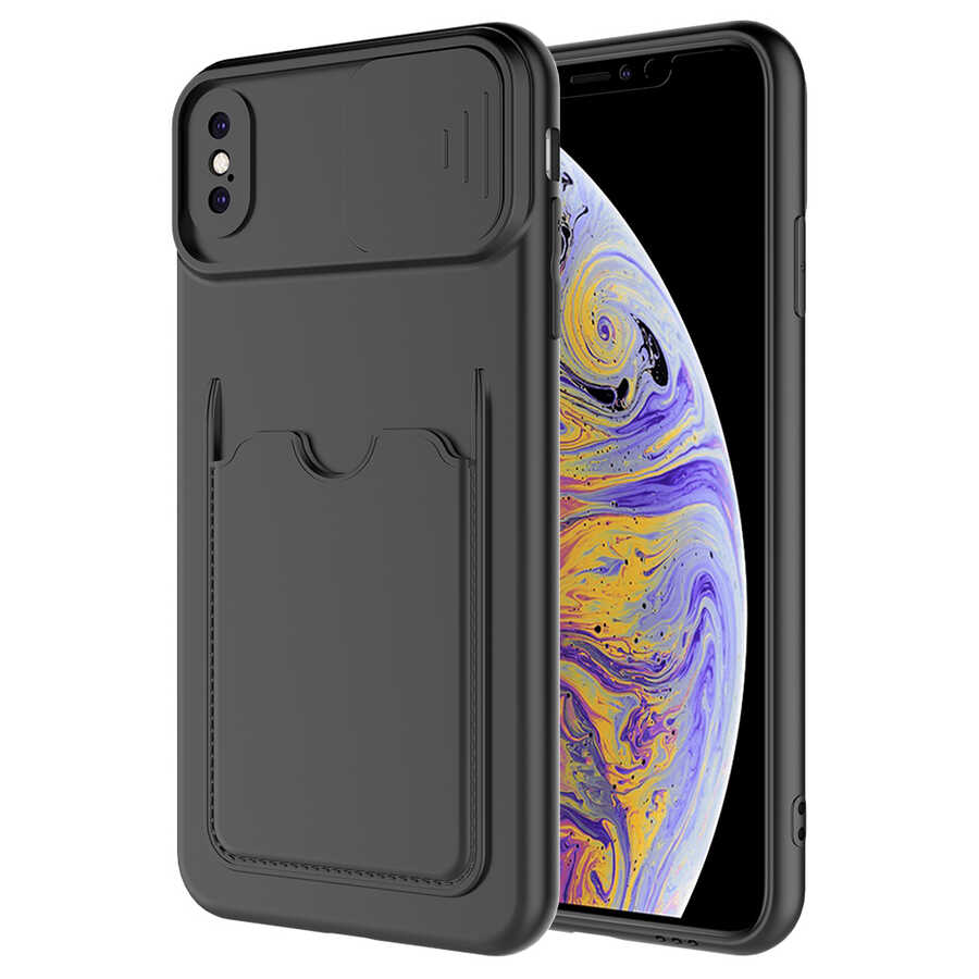 iPhone%20Uyumlu%20X%20Kılıf%20​Zore%20Kartix%20Kapak-Siyah