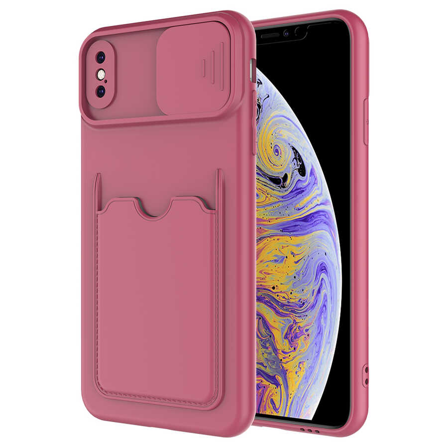 iPhone%20Uyumlu%20X%20Kılıf%20​Zore%20Kartix%20Kapak-Koyu%20mor