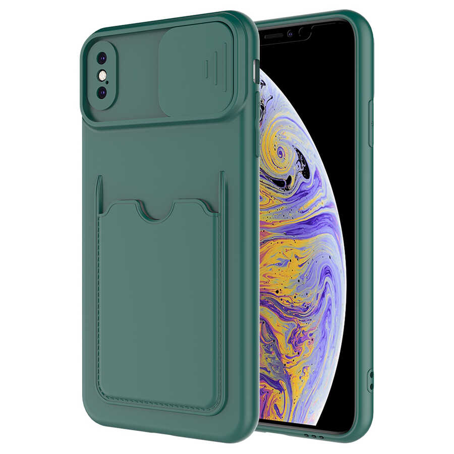 iPhone%20Uyumlu%20XS%205.8%20Kılıf%20​Zore%20Kartix%20Kapak-Koyu%20yeşil