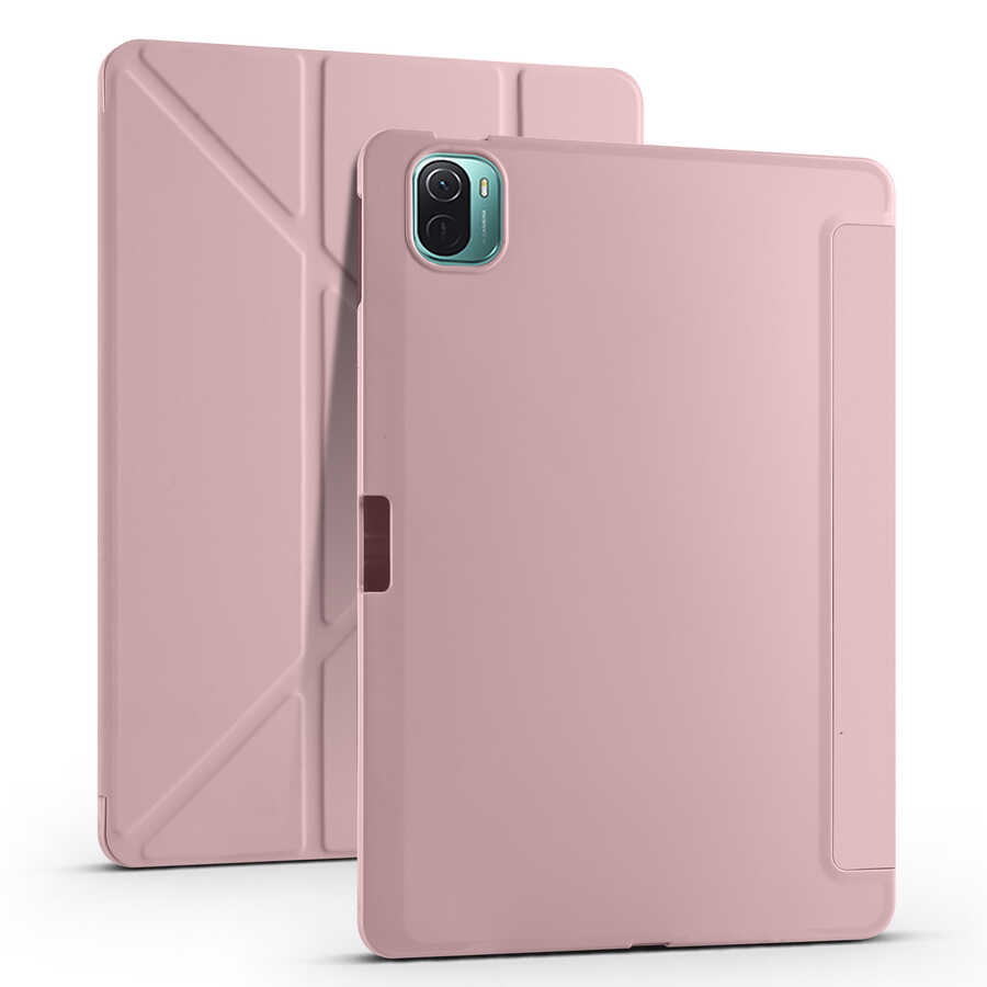 Xiaomi%20Uyumlu%20%20Mi%20Pad%205%20Kılıf%20Zore%20Tri%20Folding%20Kalem%20Bölmeli%20Standlı%20Kılıf-Rose%20gold