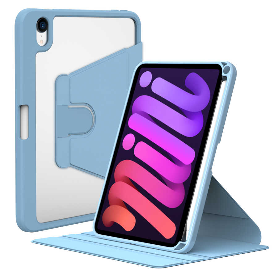 iPad%20Uyumlu%20Mini%202021%20(6.Nesil)%20Kılıf%20Zore%20Nayn%20Dönebilen%20Standlı%20Kılıf-Mavi%20açık