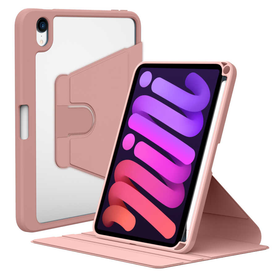 iPad%20Uyumlu%20Mini%202021%20(6.Nesil)%20Kılıf%20Zore%20Nayn%20Dönebilen%20Standlı%20Kılıf-Pembe