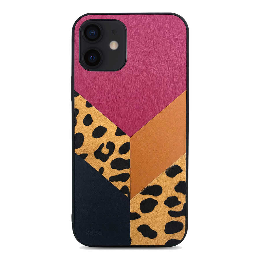 iPhone%20Uyumlu%2012%20Kılıf%20Kajsa%20Glamorous%20Serisi%20Leopard%20Combo%20Kapak-Pembe