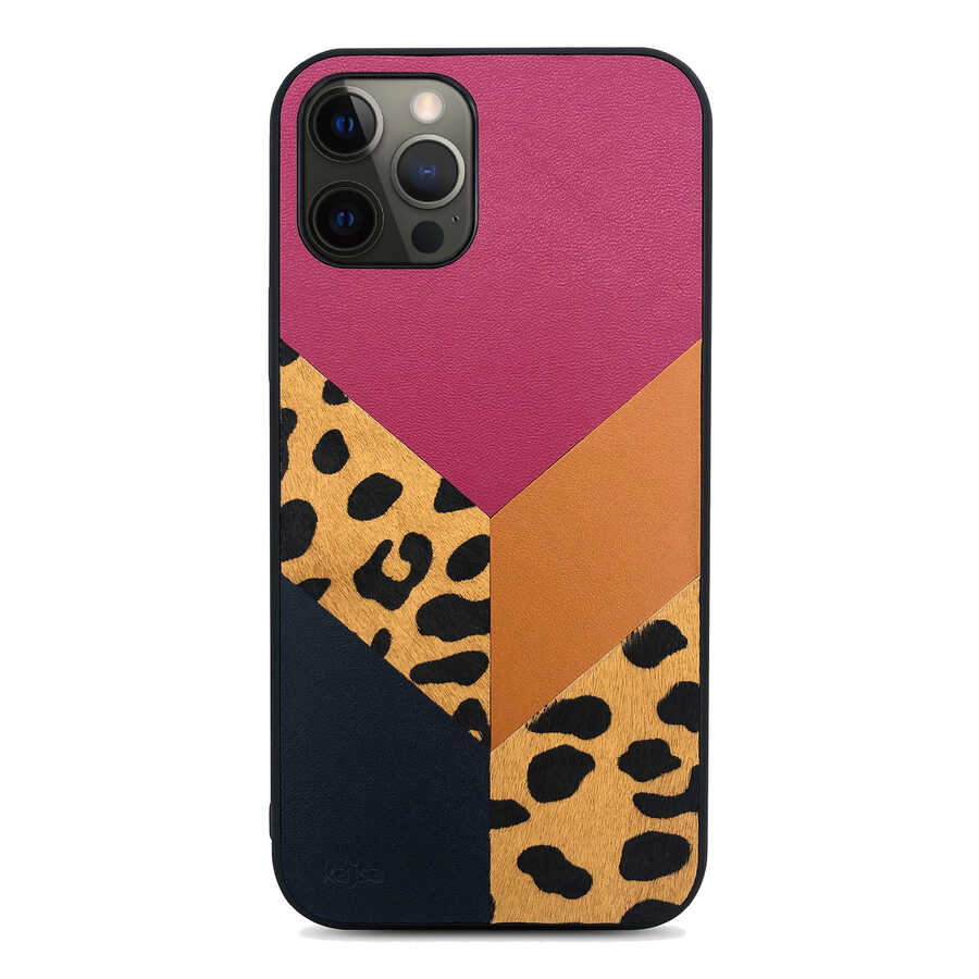 iPhone%20Uyumlu%2012%20Pro%20Kılıf%20Kajsa%20Glamorous%20Serisi%20Leopard%20Combo%20Kapak-Pembe