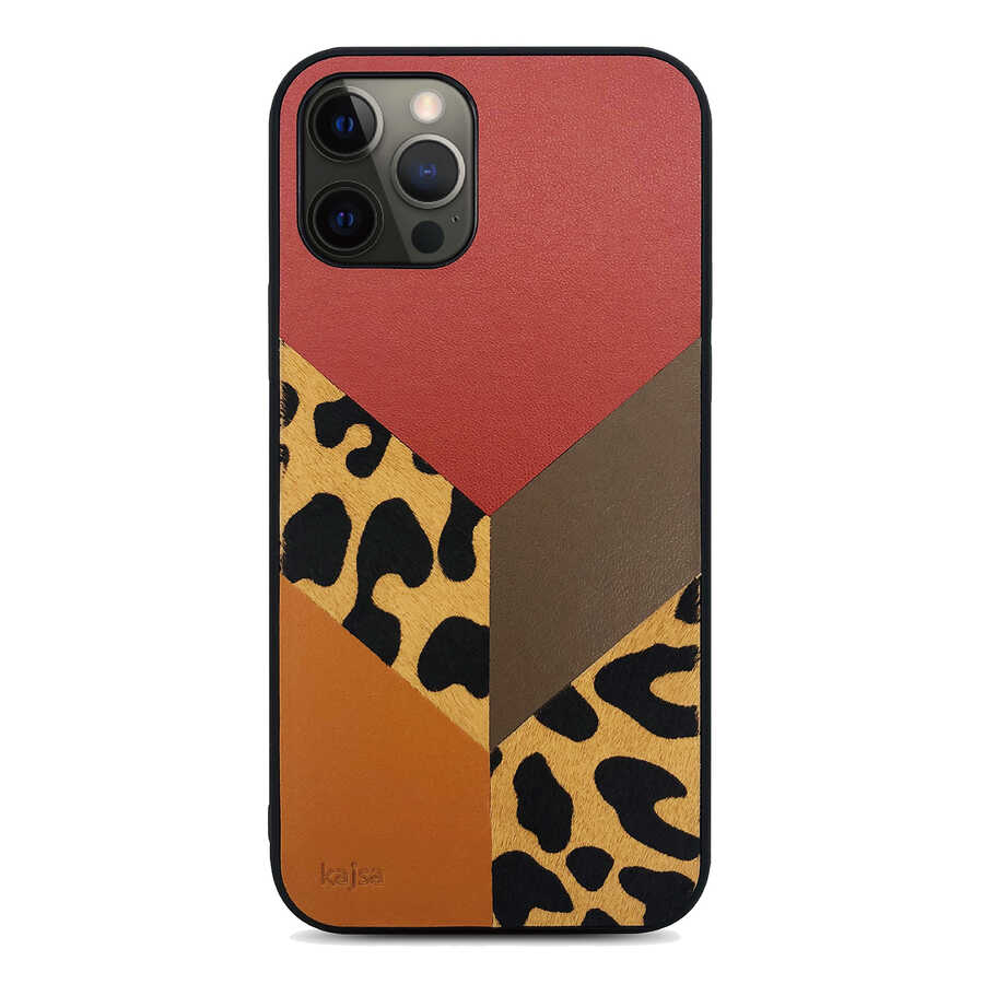 iPhone%20Uyumlu%2012%20Pro%20Max%20Kılıf%20Kajsa%20Glamorous%20Serisi%20Leopard%20Combo%20Kapak-Kırmızı