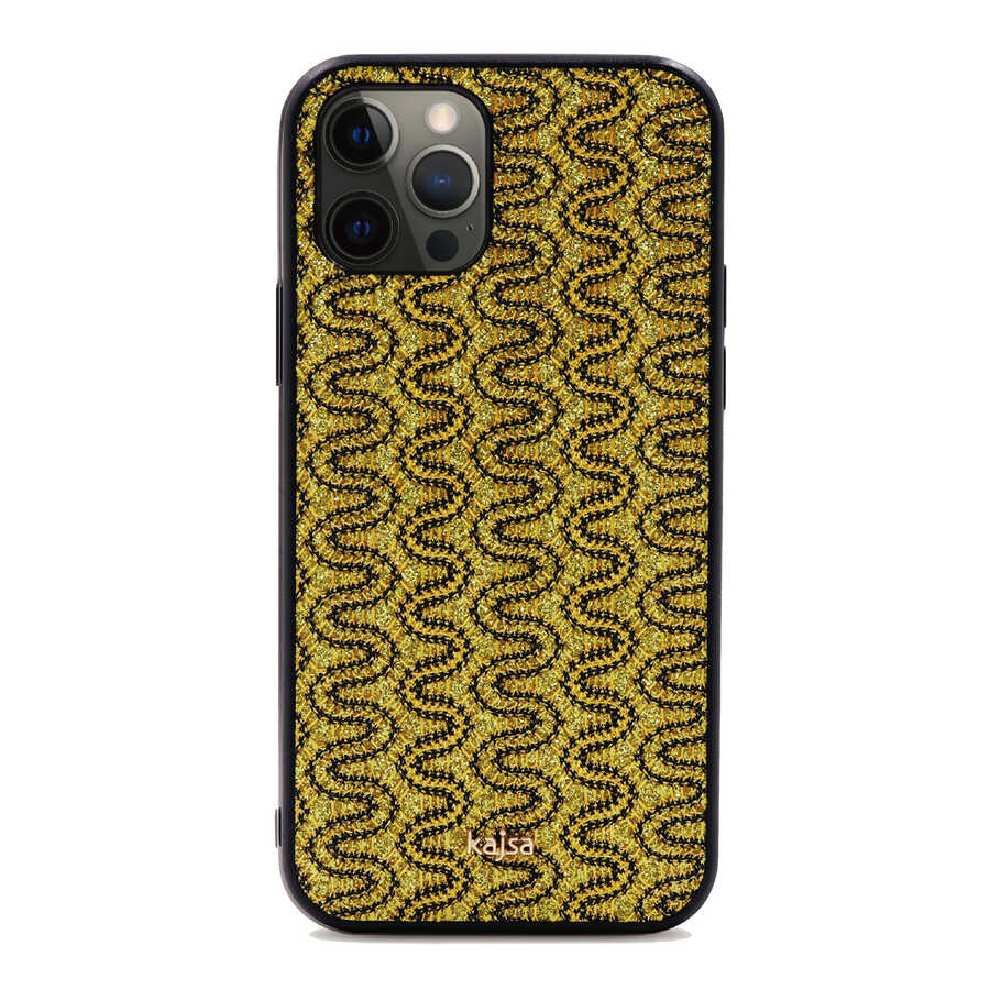 iPhone%20Uyumlu%2012%20Pro%20Kılıf%20Kajsa%20Glamorous%20Serisi%20Waterfall%20Pattern%20Kapak-Sarı