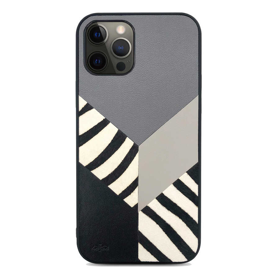 iPhone%20Uyumlu%2012%20Pro%20Max%20Kılıf%20Kajsa%20Glamorous%20Serisi%20Zebra%20Combo%20Kapak-Gri