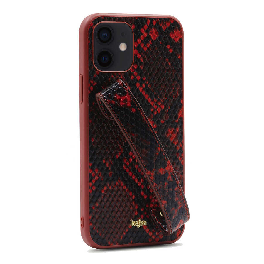 iPhone%20Uyumlu%2012%20Kılıf%20Kajsa%20Glamorous%20Serisi%20Snake%20Handstrap%20Kapak-Kırmızı