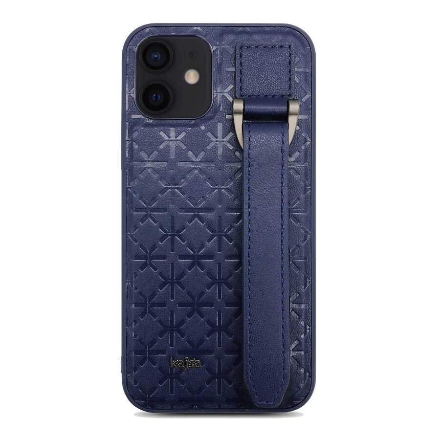 iPhone%20Uyumlu%2012%20Kılıf%20Kajsa%20Neo%20Clasic%20Serisi%20Mono%20K%20Strap%20Kapak-Mavi