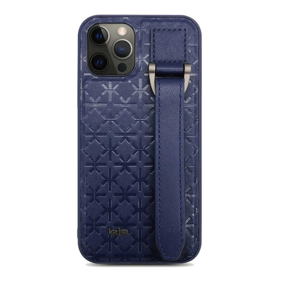 iPhone%20Uyumlu%2012%20Pro%20Kılıf%20Kajsa%20Neo%20Clasic%20Serisi%20Mono%20K%20Strap%20Kapak-Mavi