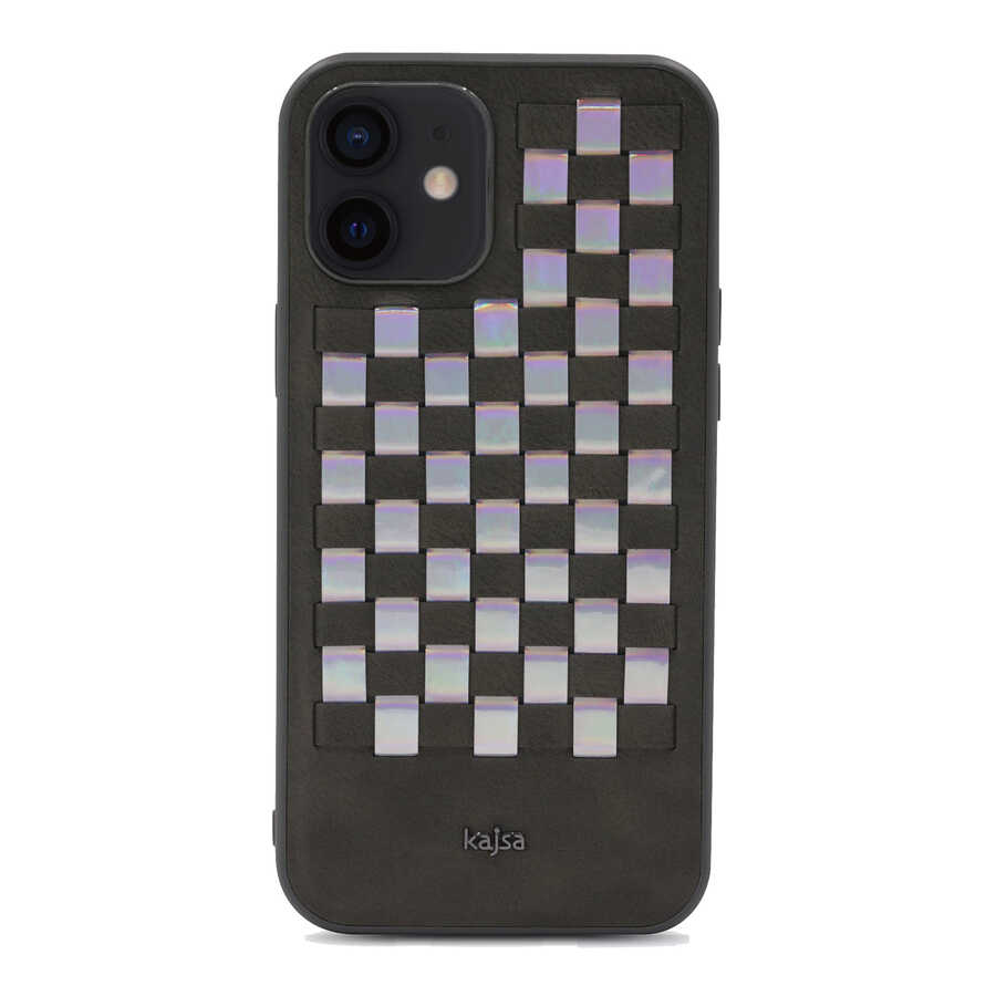 iPhone%20Uyumlu%2012%20Kılıf%20Kajsa%20Preppie%20Serisi%20Spotlight%20Woven%20Kapak-Koyu%20yeşil