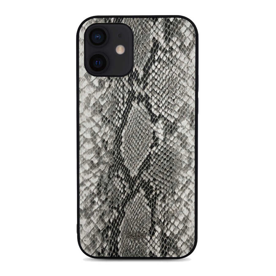 iPhone%20Uyumlu%2012%20Kılıf%20Kajsa%20Glamorous%20Serisi%20Snake%20Pattern%20Kapak-Gri