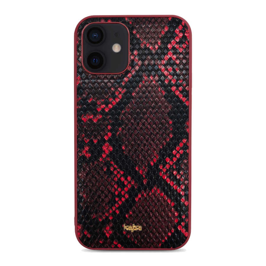 iPhone%20Uyumlu%2012%20Kılıf%20Kajsa%20Glamorous%20Serisi%20Snake%20Pattern%20Kapak-Kırmızı