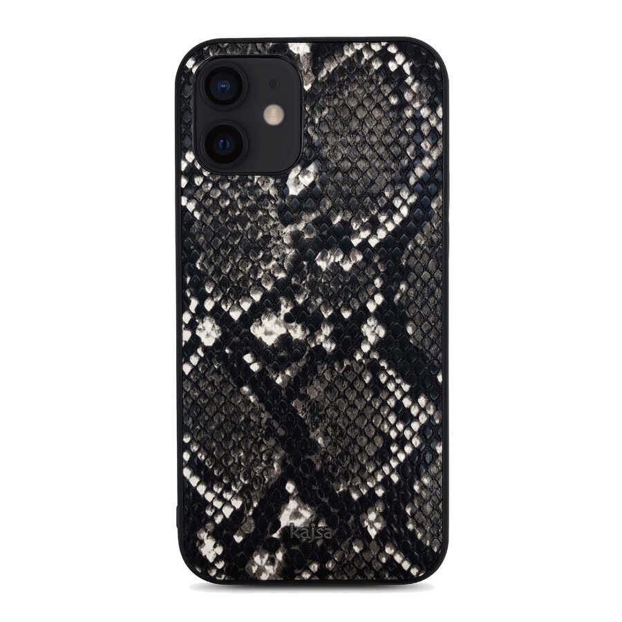 iPhone%20Uyumlu%2012%20Kılıf%20Kajsa%20Glamorous%20Serisi%20Snake%20Pattern%20Kapak-Siyah