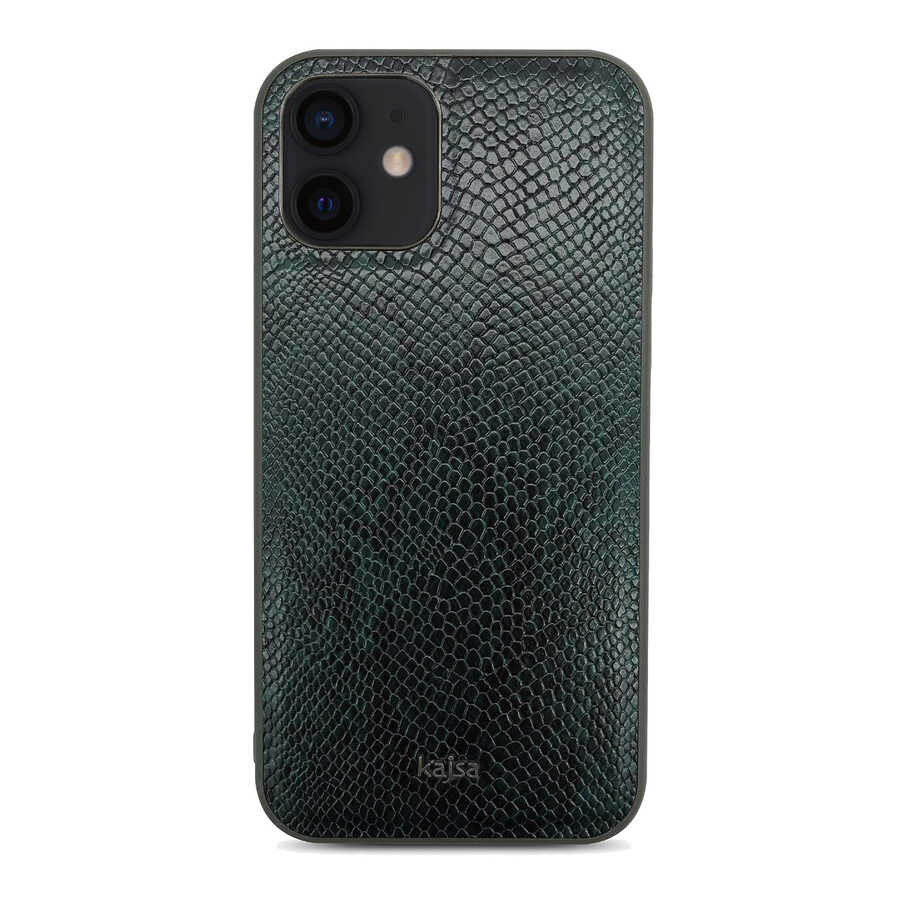 iPhone%20Uyumlu%2012%20Kılıf%20Kajsa%20Glamorous%20Serisi%20Snake%20Pattern%20Kapak-Yeşil