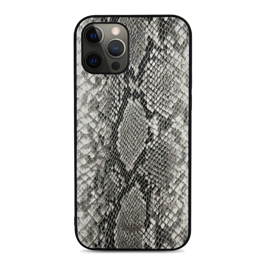 iPhone%20Uyumlu%2012%20Pro%20Kılıf%20Kajsa%20Glamorous%20Serisi%20Snake%20Pattern%20Kapak-Gri