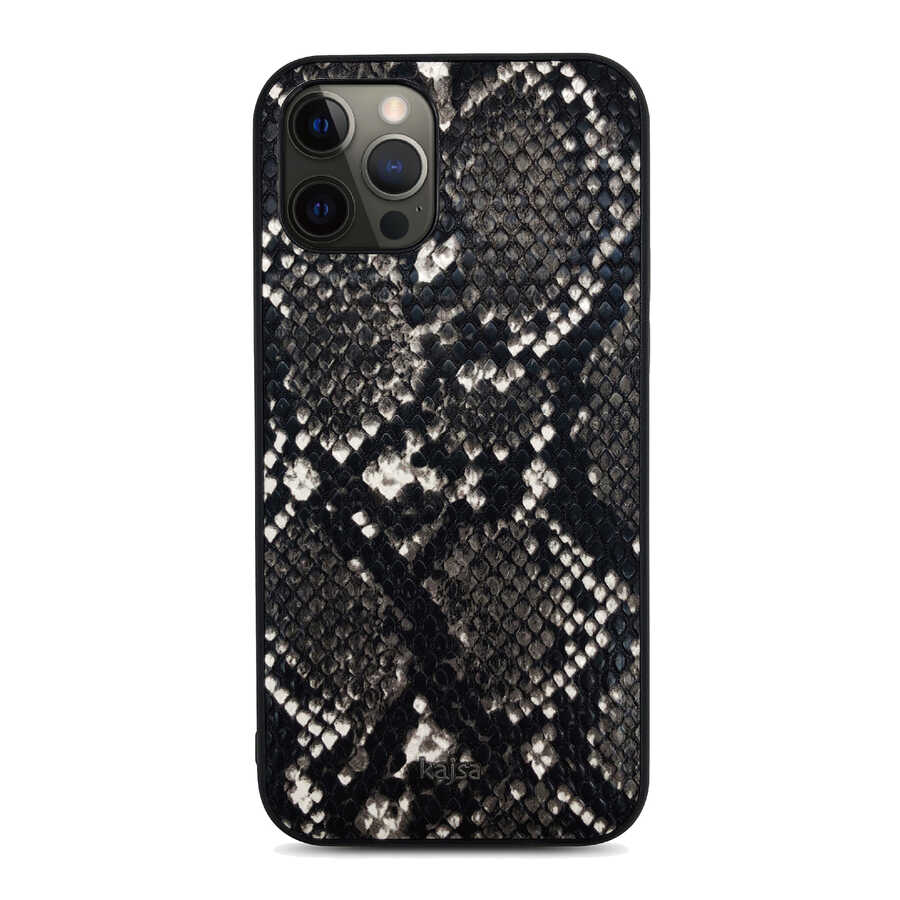 iPhone%20Uyumlu%2012%20Pro%20Kılıf%20Kajsa%20Glamorous%20Serisi%20Snake%20Pattern%20Kapak-Siyah