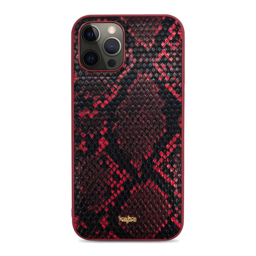 iPhone%20Uyumlu%2012%20Pro%20Max%20Kılıf%20Kajsa%20Glamorous%20Serisi%20Snake%20Pattern%20Kapak-Kırmızı