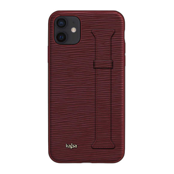 iPhone%20Uyumlu%2012%20Kılıf%20Kajsa%20Wave%20Pattern%20Handstrap%20Kapak-Kırmızı