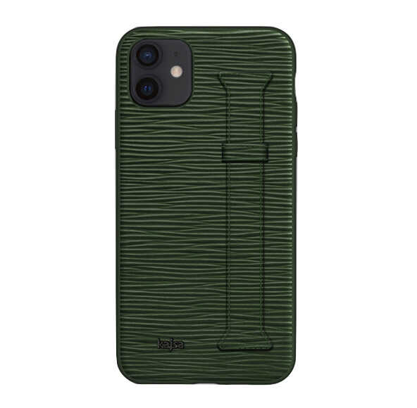 iPhone%20Uyumlu%2012%20Kılıf%20Kajsa%20Wave%20Pattern%20Handstrap%20Kapak-Yeşil