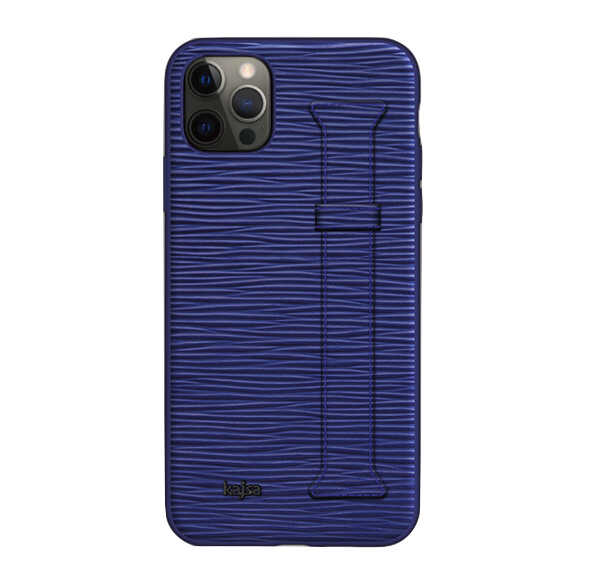 iPhone%20Uyumlu%2012%20Pro%20Kılıf%20Kajsa%20Wave%20Pattern%20Handstrap%20Kapak-Mavi