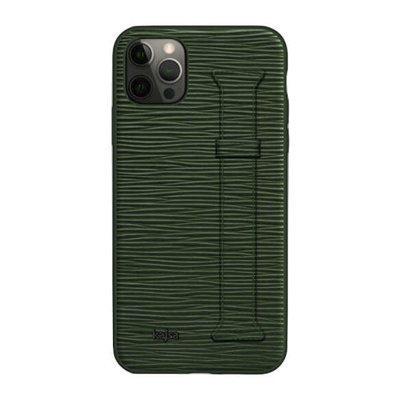 iPhone%20Uyumlu%2012%20Pro%20Kılıf%20Kajsa%20Wave%20Pattern%20Handstrap%20Kapak-Yeşil