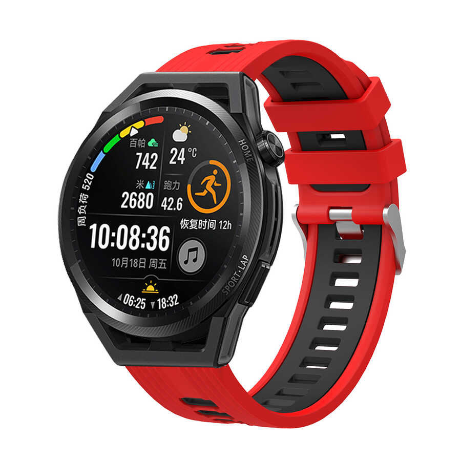 Xiaomi%20Uyumlu%20%20Amazfit%20Pace%20KRD-55%20Silikon%20Kordon-Kırmızı-siyah