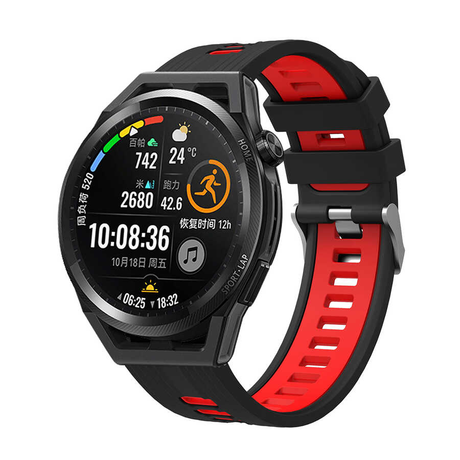 Xiaomi%20Uyumlu%20%20Amazfit%20Pace%20KRD-55%20Silikon%20Kordon-Siyah-kırmızı