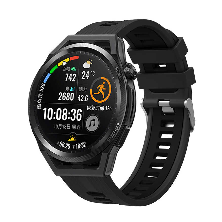 Xiaomi%20Uyumlu%20%20Amazfit%20Pace%20KRD-55%20Silikon%20Kordon-Siyah