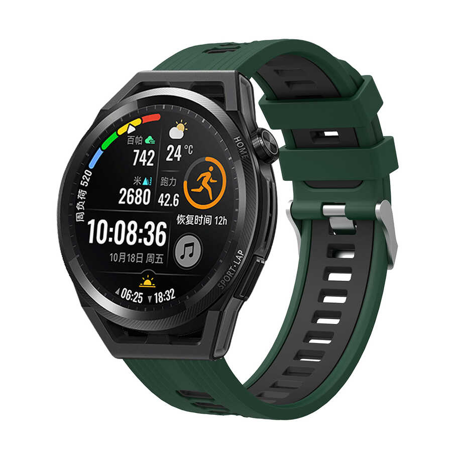 Xiaomi%20Uyumlu%20%20Amazfit%20Pace%20KRD-55%20Silikon%20Kordon-Yeşil-siyah