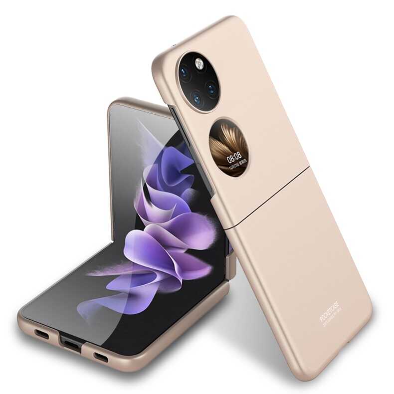 Huawei%20Uyumlu%20P50%20Pocket%20Kılıf%20Zore%20Sert%20Kıpta%20Kapak-Gold