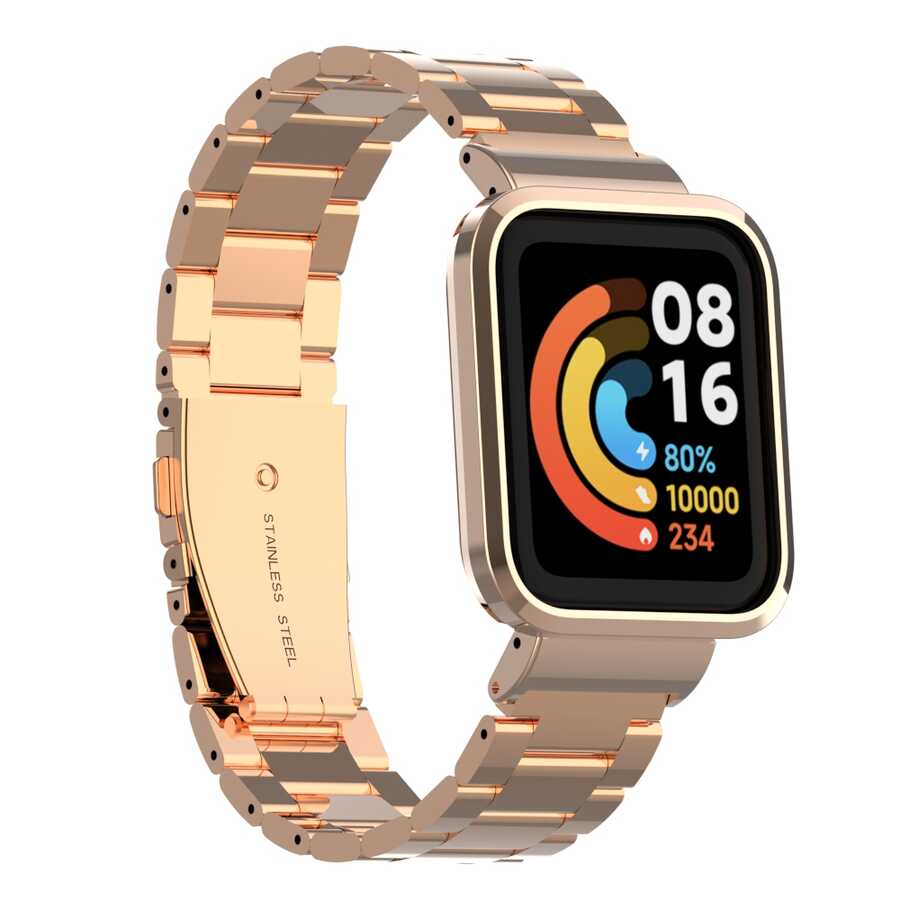 Xiaomi%20Uyumlu%20%20Redmi%20Watch%20(Mi%20Watch%20Lite)%20Zore%20KRD-60%20Metal%20Kordon-Rose%20gold