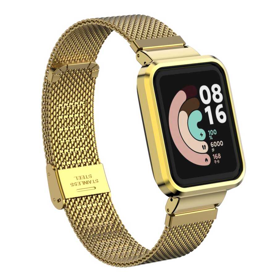 Xiaomi%20Uyumlu%20%20Redmi%20Watch%20(Mi%20Watch%20Lite)%20Zore%20KRD-59%20Metal%20Kordon-Gold