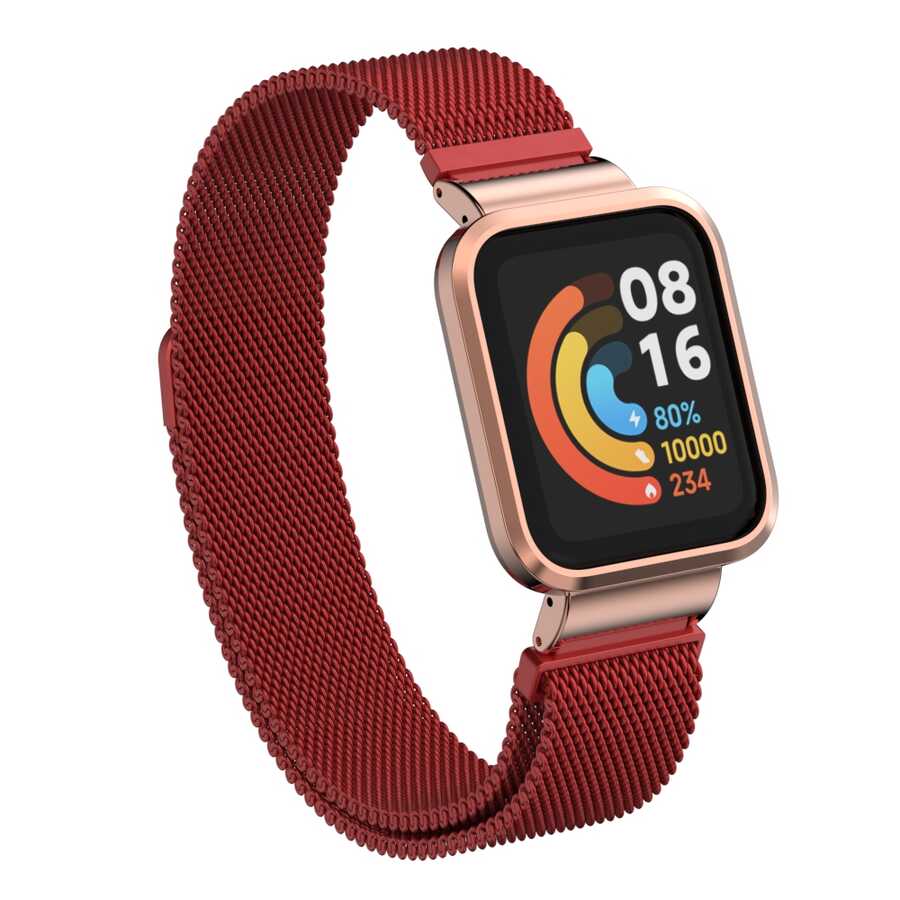 Xiaomi%20Uyumlu%20%20Redmi%20Watch%20(Mi%20Watch%20Lite)%20Zore%20KRD-58%20Metal%20Kordon-Kırmızı