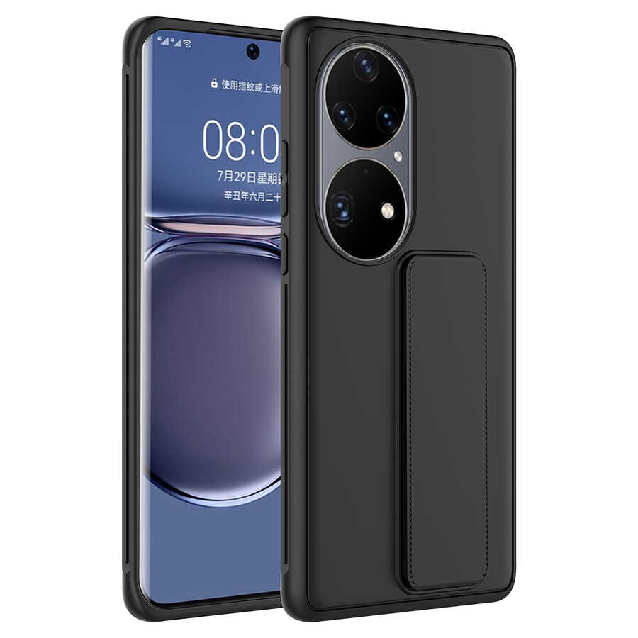 Huawei%20Uyumlu%20P50%20Pro%20Kılıf%20Zore%20Qstand%20Kapak-Siyah