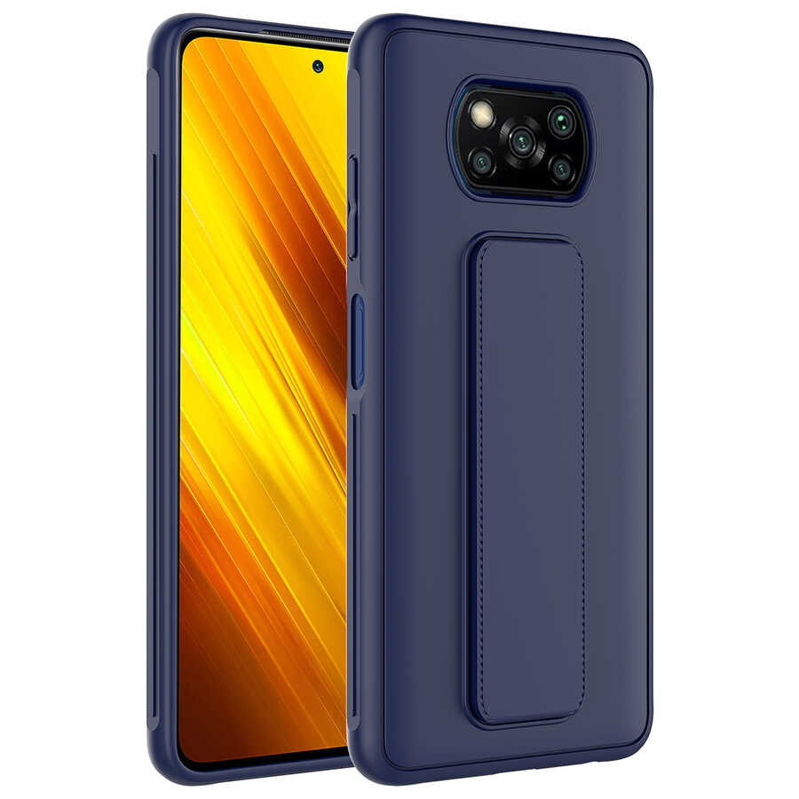 Xiaomi%20Uyumlu%20%20Poco%20X3%20Kılıf%20Zore%20Qstand%20Kapak-Lacivert