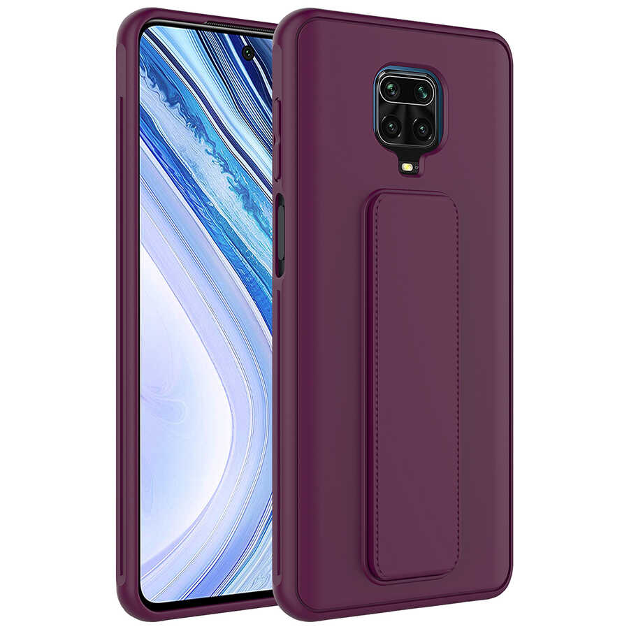 Xiaomi%20Uyumlu%20%20Redmi%20Note%209%20Pro%20Kılıf%20Zore%20Qstand%20Kapak-Mürdüm