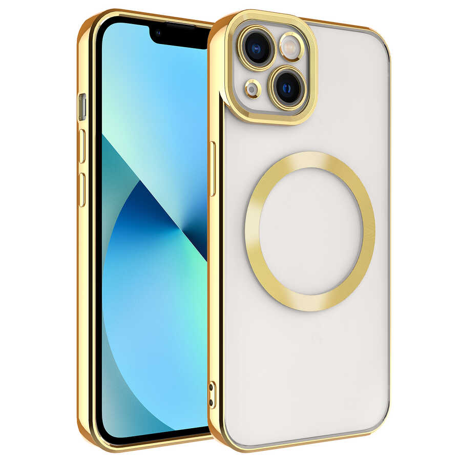 iPhone%20Uyumlu%2013%20Kılıf%20Magsafe%20Wireless%20Şarj%20Özellikli%20Zore%20Setro%20Silikon-Gold