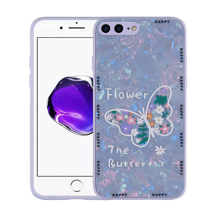 iPhone%20Uyumlu%207%20Plus%20Kılıf%20Desenli%20Sert%20Silikon%20Zore%20Mumila%20Kapak-Lilac%20flower